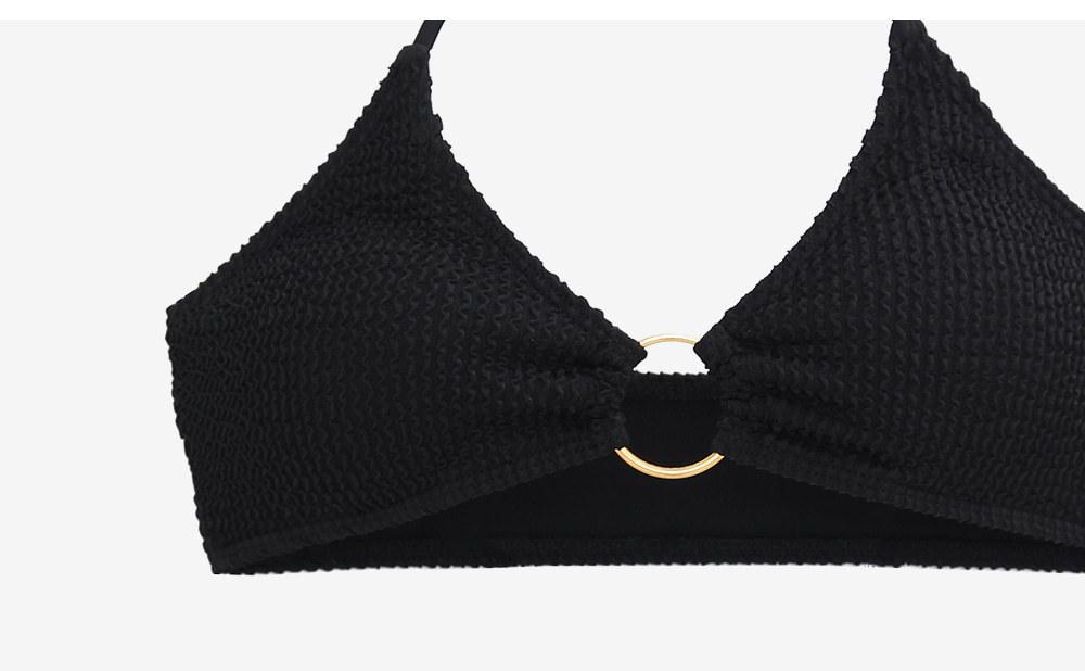 Women's Slim-Fit Solid Color Sexy Swimsuit Halter Neck Three-Piece Bikini