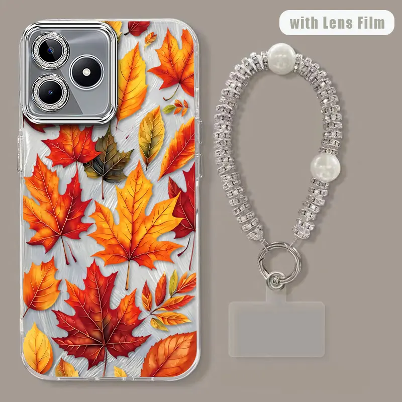 2pcs( Precious maple leaves Phone Case+Lanyard) For Realme C53/C55/C30/C30S/C31 4G/C33/C35/C51/C20/C20A/C21Y/C25/C25S/C25Y For 9 ProPlus/5S/6i/9 Pro For Narzo 10/Narzo 50 5G/Narzo 50 Pro Prime/Narzo 50i Prime/Narzo N53/Note 50/V25 Phone Case