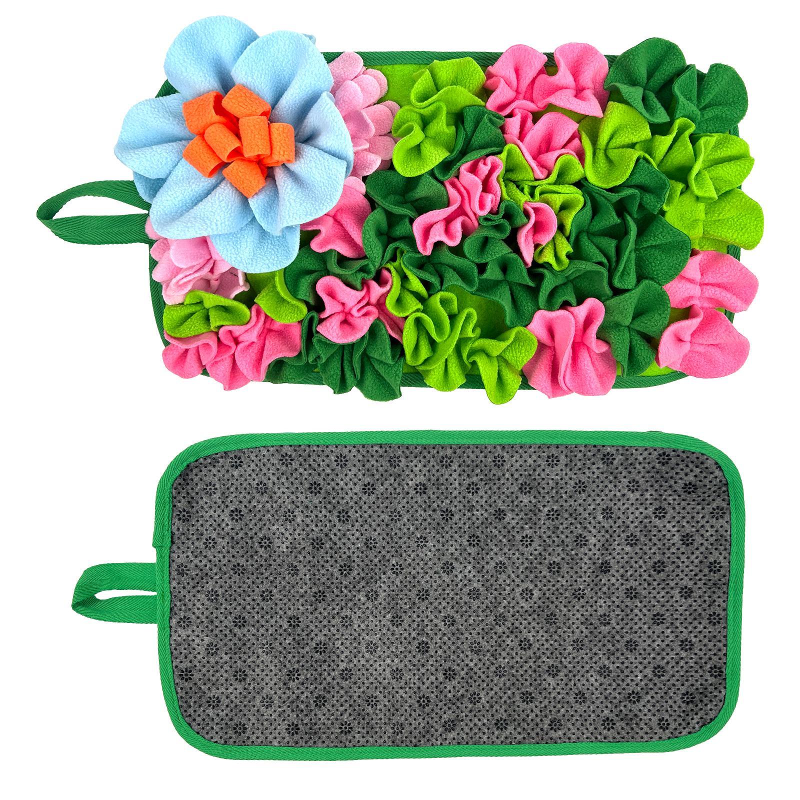 Small Animal Feeding Mat with Portable Handle, Cute Flower Design Pet Sniffing Pad, Interactive Pet Feeding Supplies for Rabbit Hedgehog Chinchilla, Rabbit Feeder