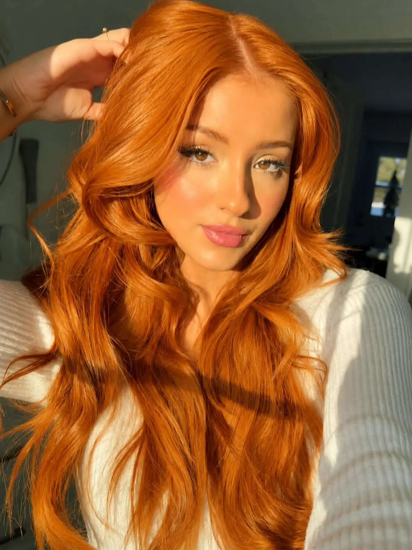 26 Inch  Bright Orange Body Wave Lace Front Wig Heat Resistant Synthetic Hair Glueless Natural Hairline for Daily & Party Wear