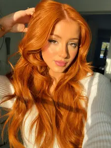 26 Inch  Bright Orange Body Wave Lace Front Wig Heat Resistant Synthetic Hair Glueless Natural Hairline for Daily & Party Wear