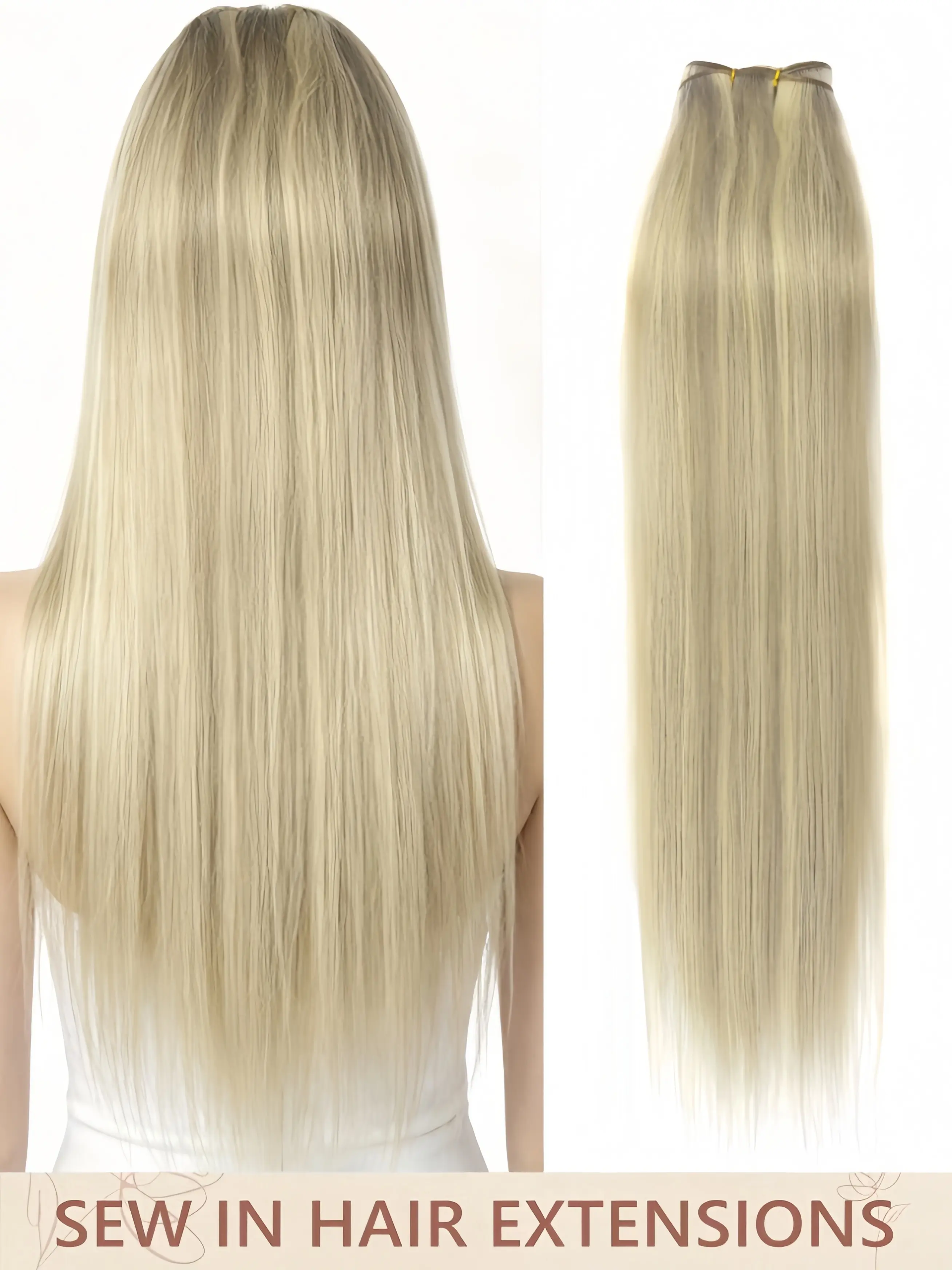Straight Hair Weft, Hand-Knotted Double Layer Hair Bundles, Ideal for Clothing, Festivals, Performances, Travel, Vacations, Layered Hair Extensions