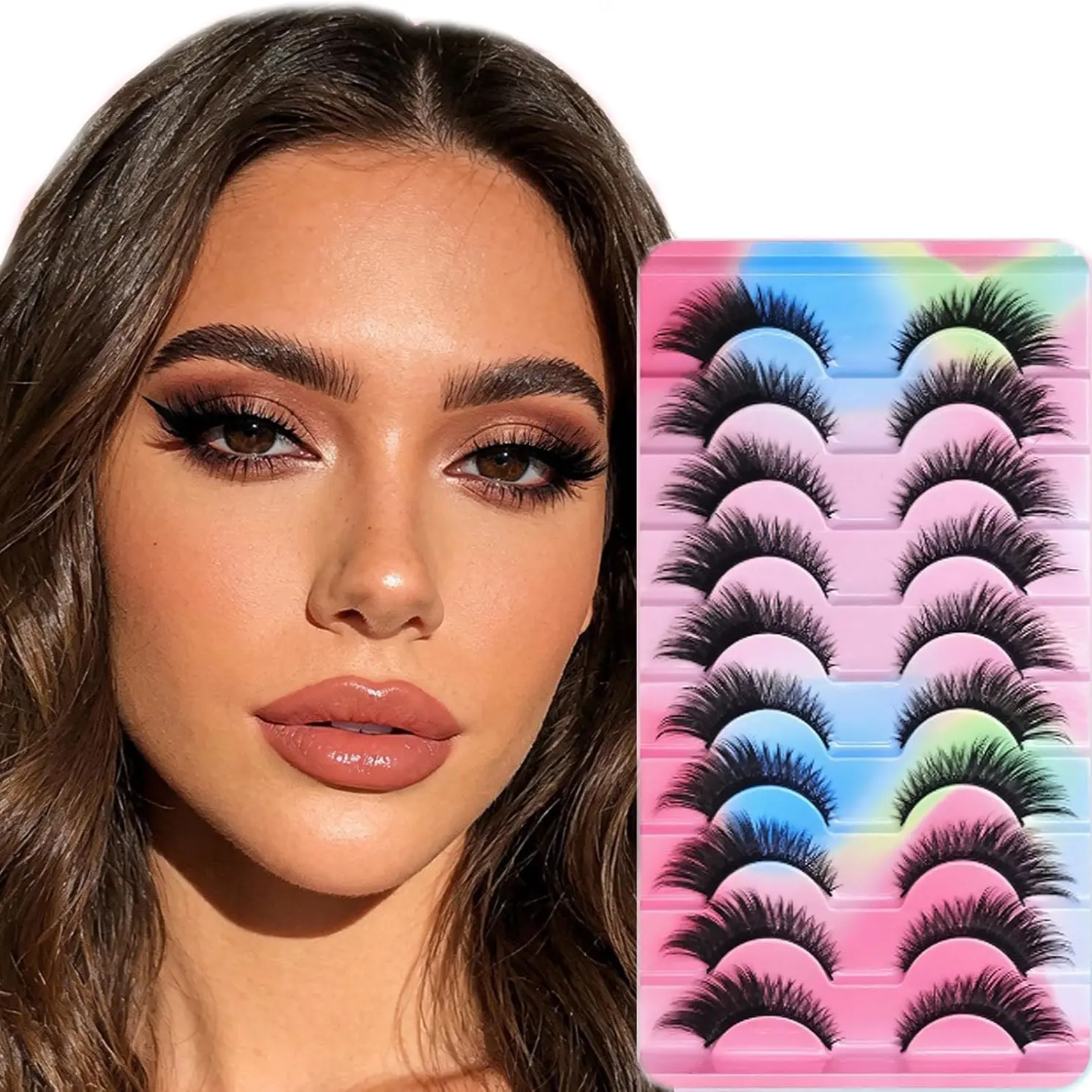 10 Pairs of Artificial Self -Adhesive Eyelashes,Fox False Eyelashes, Lashes, False Eyelashes, Strip Lashes, Fluffy Soft That Are Used in Various Parties and Carnival Halloween