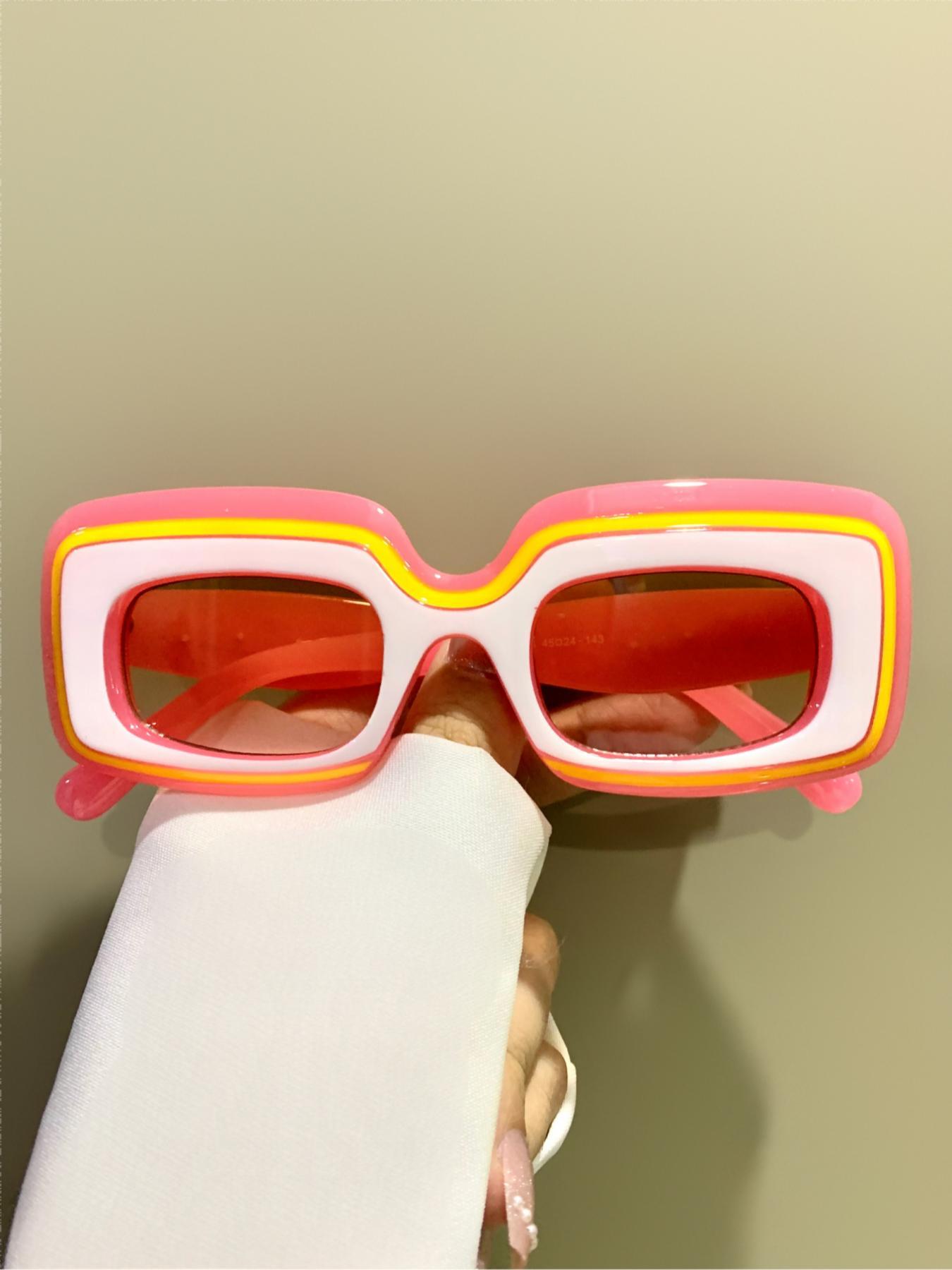 Y2K Style Rectangle Frame Glasses, Trendy Casual Glasses for Women and Men, Fashion Accessories for Everyday Use and Outdoor Activities, Trendy Beach Eyewear