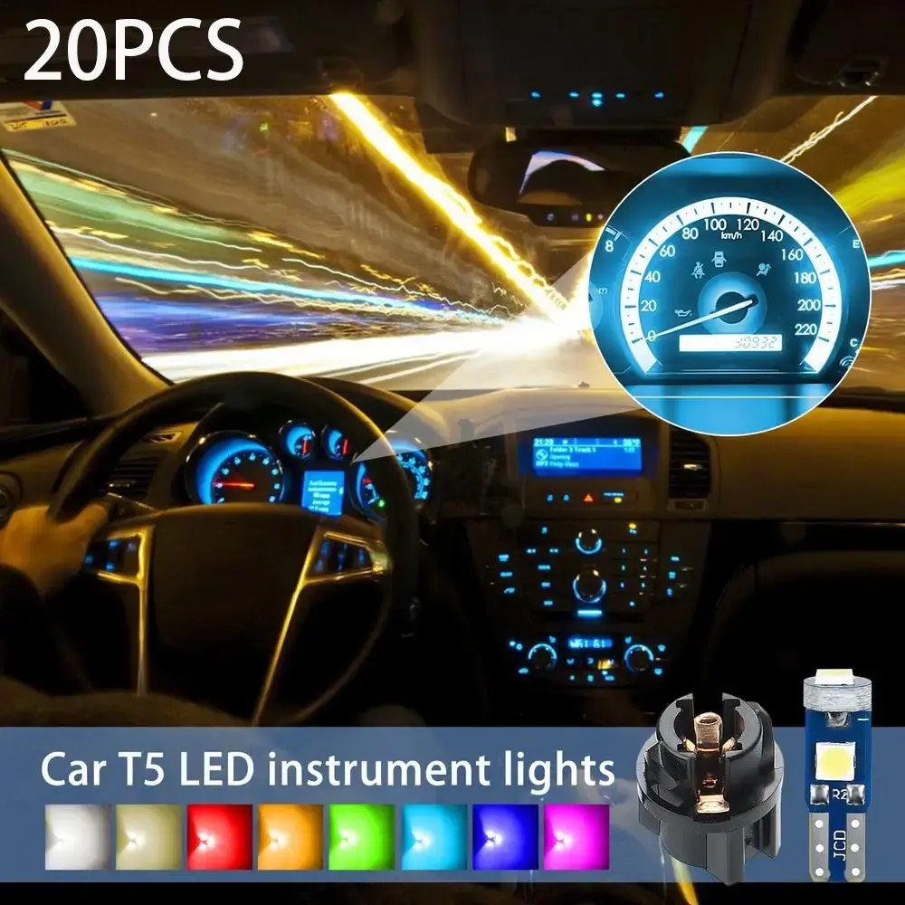 T5 W3w LED Dashboard Light, High Brightness 2smd, Plug-And-Play, Suitable for Cars, Motorcycles, Trucks, Trailers, Plastic Socket Included