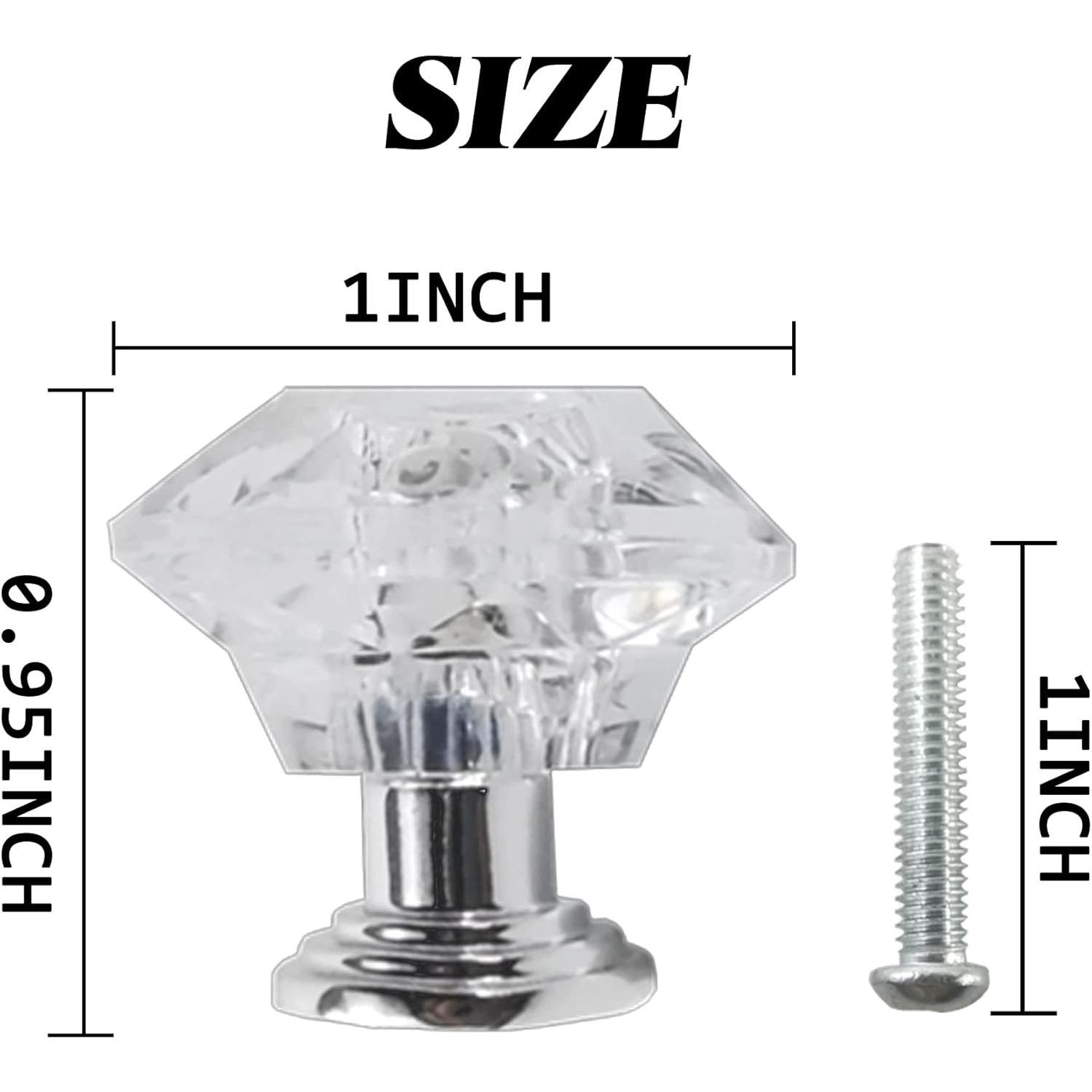 [Hand Tools Kits] 26Pcs Clear Crystal Drawer Knobs,with Screws,Acrylic Dresser Knobs,24MM Diamond-Shaped Pulls,Decor Door Pull Handle,for Vintage Wardrobe Wine Cabinet,Closets,Dresser Drawer,Cupboard