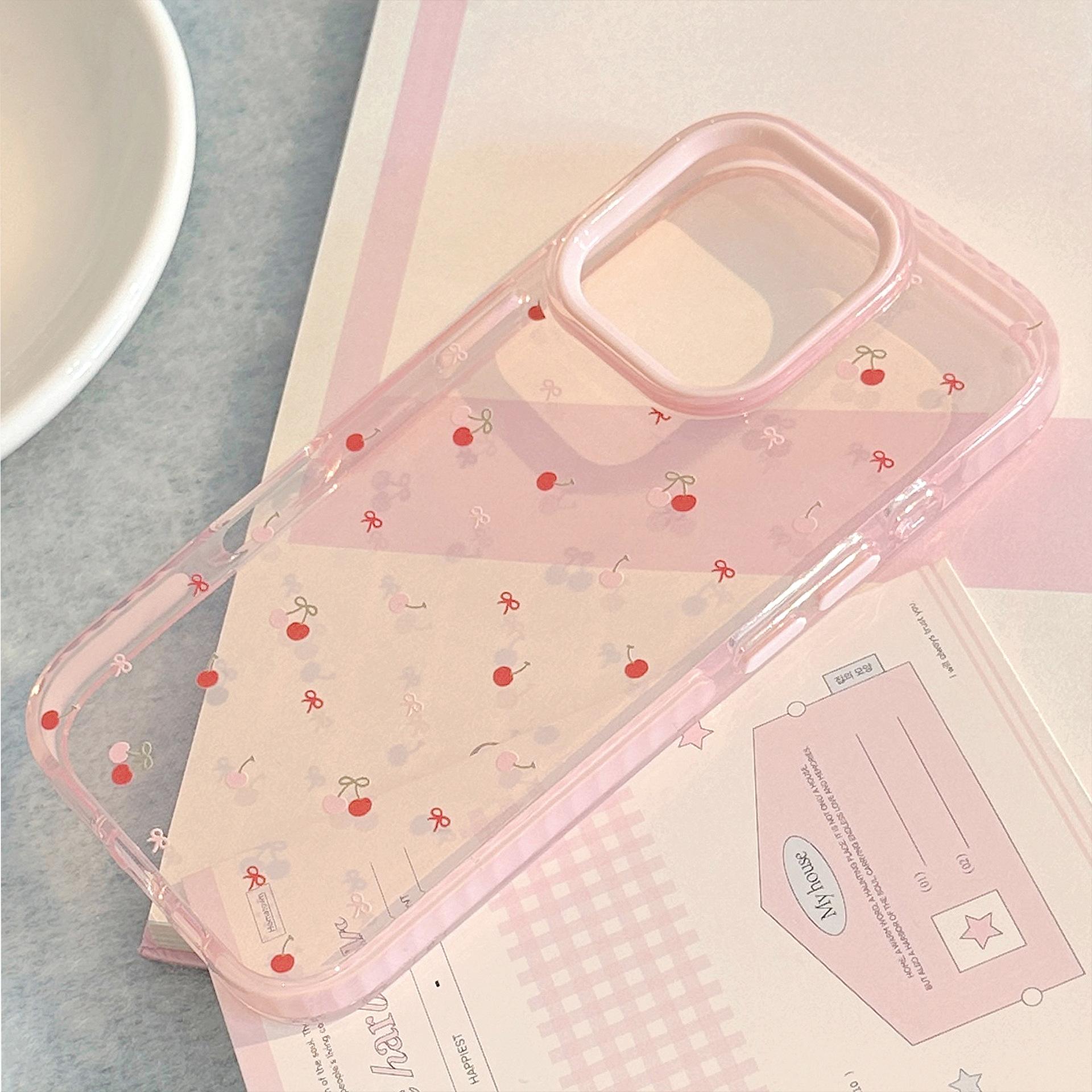 Sweet Cherry Clear Soft Silicone Case for iPhone 17 Pro Max 15 14 13 11