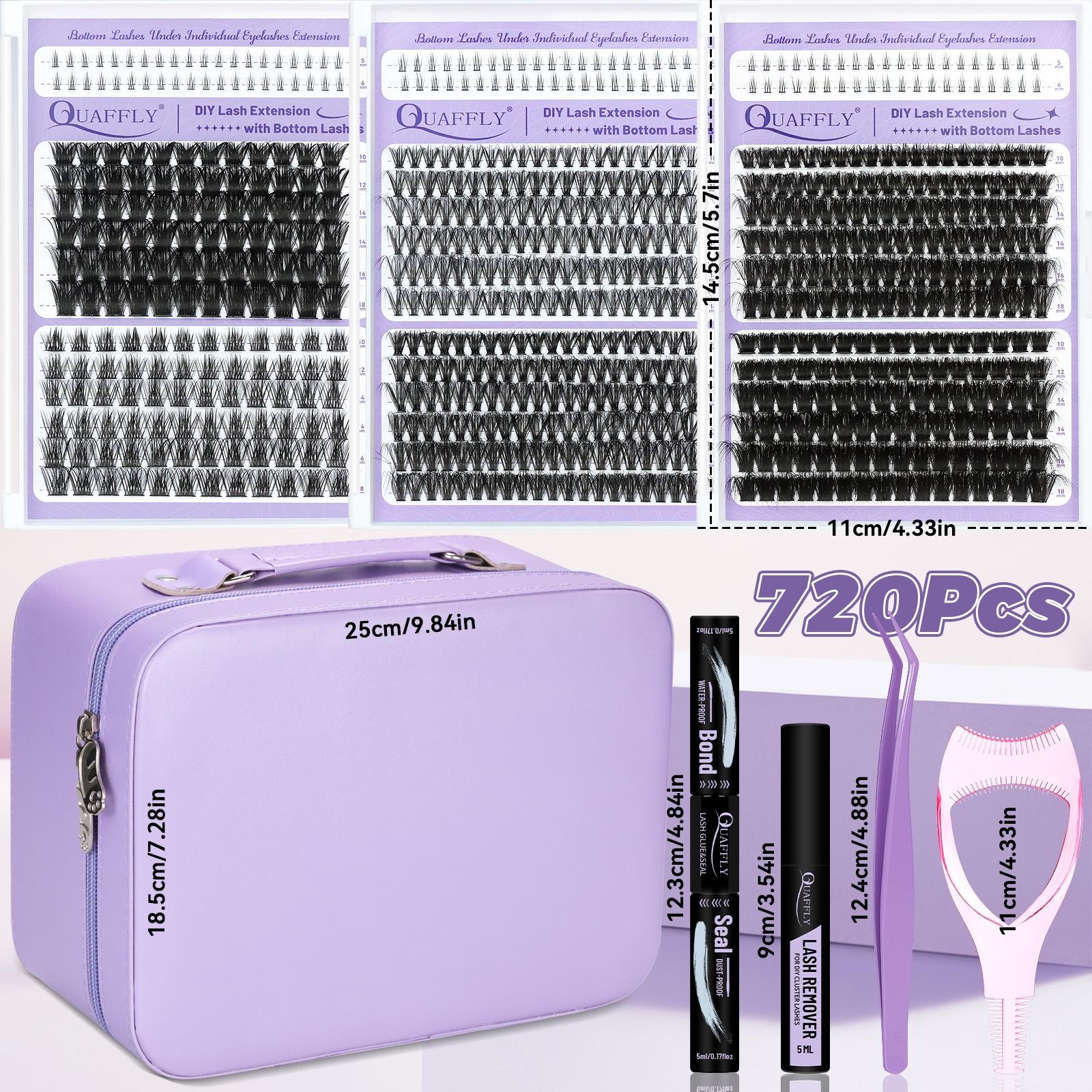 Eyelash Extension Kit, 1 Box Portable Eyelash Makeup Kit, Including Eyelash Glue, Sealer, Remover, Tweezers, Eyelash Curler Protector, Eye Makeup Tool, Cosmetic, DIY Eyelash Extensions