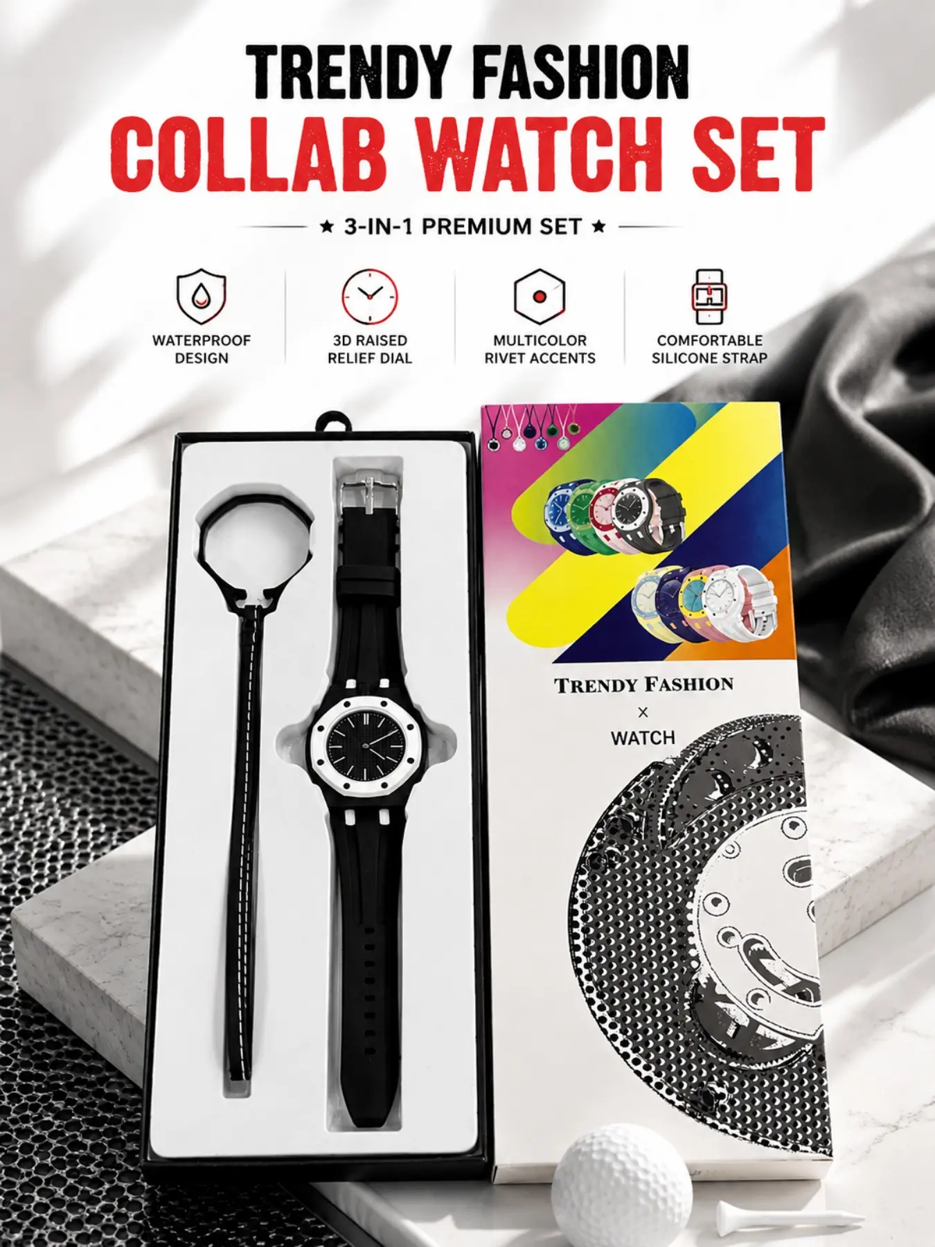 Two-In-One Fashion Lanyard and Silicone Strap Watch, Octagonal Pocket Watch with Lanyard, Detachable Case, Elegant Quartz Analog Watch, Light Blue Dial, Fashion Watches