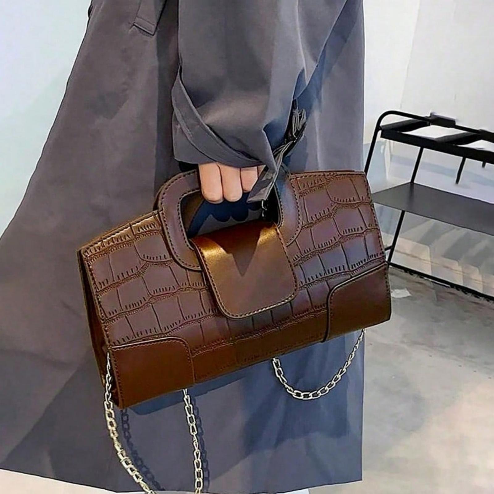 PU Crocodile Pattern Women's Crossbody Bag, Pattern Cut Randomly Women's Handbag Shoulder Bag Party Clutch Bag Purse Wallet Clutch Bag Suitablefor Dinner, Party, , Leisure, Shopping