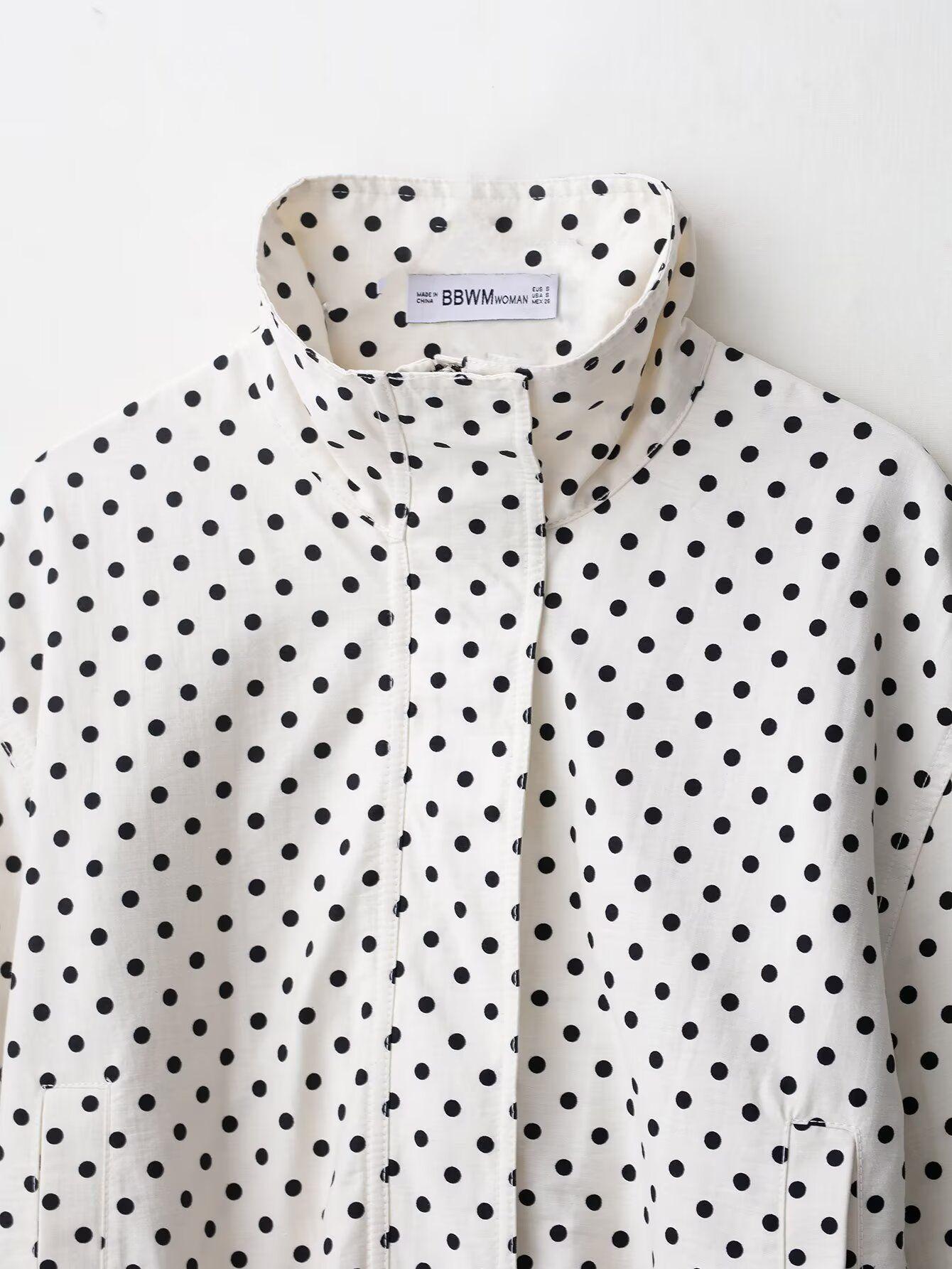 New Summer Women's Polka Dot Blazer, Y2K Street Style Casual Spot Design, Fashionable Long-Sleeved Top