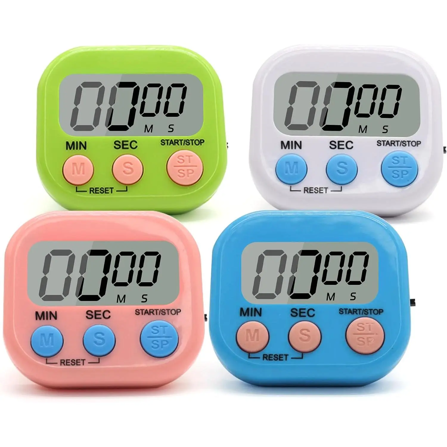 4 Pack Multi-Function  Timer - Kitchen Timer, Digital Timers,Big LCD Display, /Off ,Extensively Use in Cooking,Gym, Meeting, Classroom,Kitchen,Study,Work,Outdoor Activities