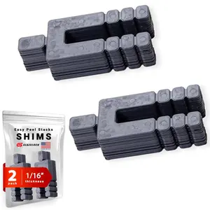 Plastic Peel Away Stackable Leveling Shims 32Pcs 3-1/2" Length 1/16" Thickness U Shape 5/8" Bolt Hole Tile Spacers for Leveling Windows Doors Floors Toilets, Made in USA