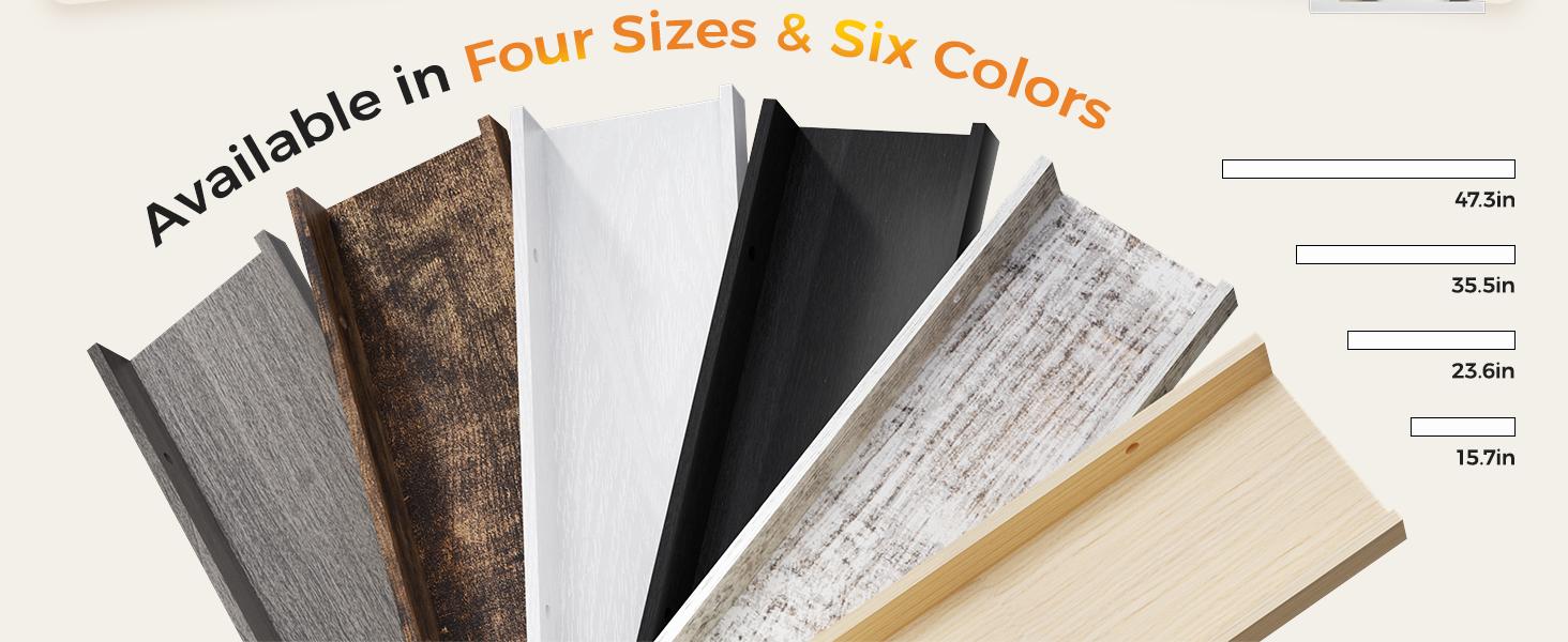 Floating Shelves for Wall, Wall Shelves for Decor Storage Set of 6, Wall Mounted Wood Shelf for Bedroom, Living Room, Bathroom, Kitchen, Picture Ledge Shelf, Brown