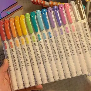 15-Color Fluorescent Pen Set, Soft Water-Based Dual-Tip Markers, Ideal for Drawing, Notebooks, Diaries, Student Supplies, Office Use