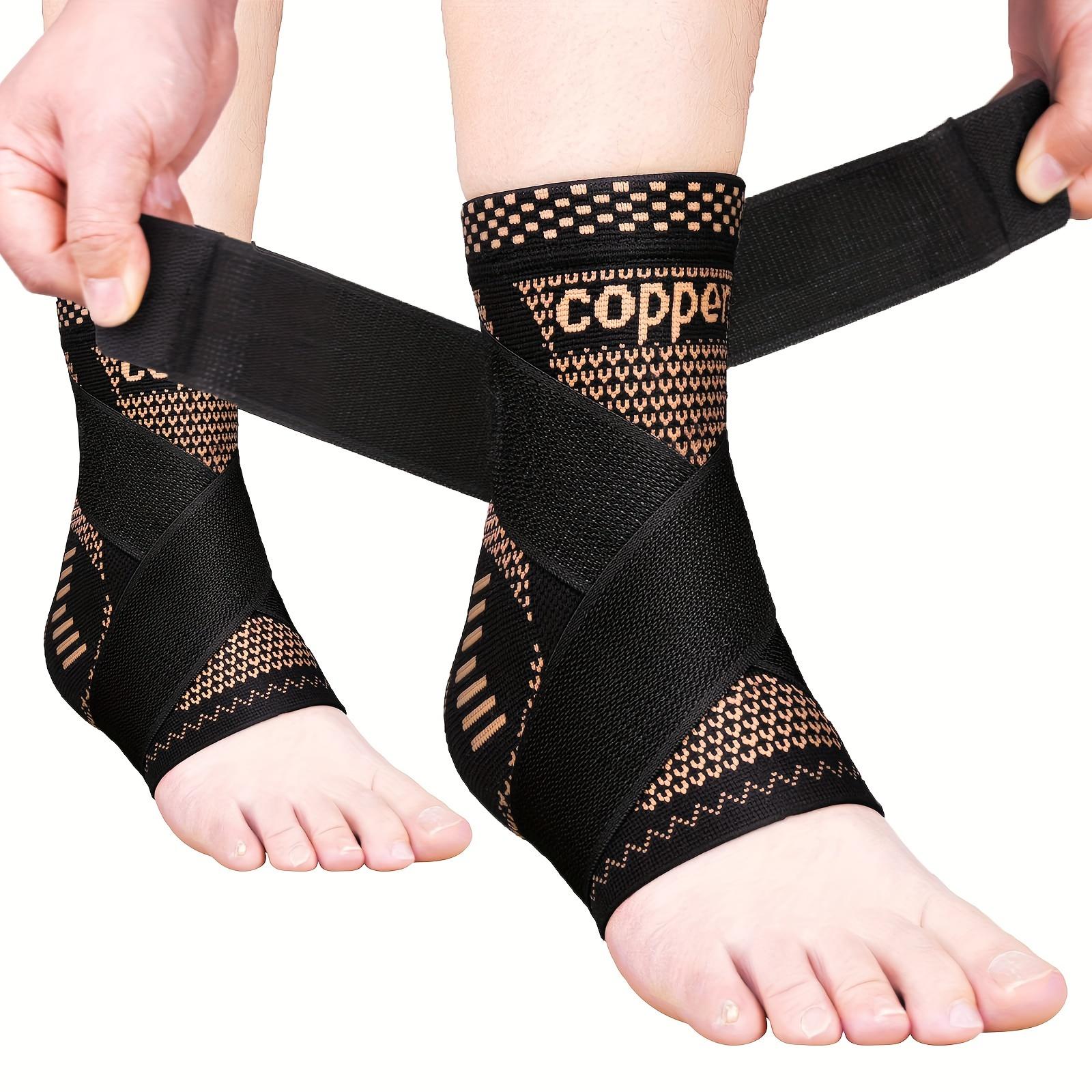 Copper Ankle Brace Adjustable Compression Support Sleeve for Football Running Basketball - Single Pack