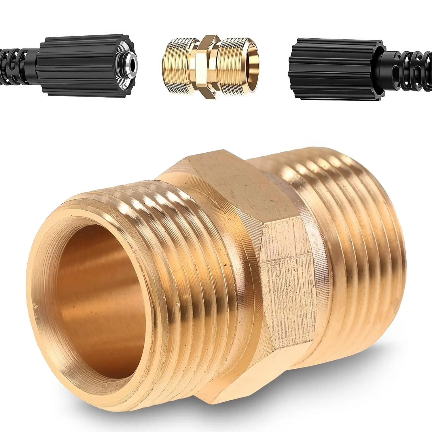 Washer Hose Connector - M22 14mm  Washer Hose Coupler 4500 PSI, Heavy-Duty Brass, Durable Quick Connect and No-Leak Design | Easy Secure Installation for  and Professional Use