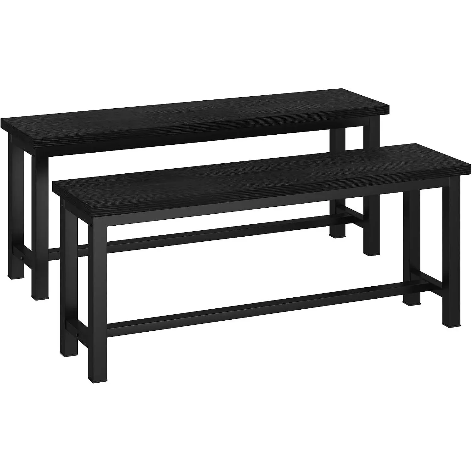 Table Bench, Pair of 2, Dining Bench, Thickened Steel Frame, Wood Bench, Industrial Style, for Kitchen and Dining Room, 12''Dx38.5''Wx17''H, Rustic Black