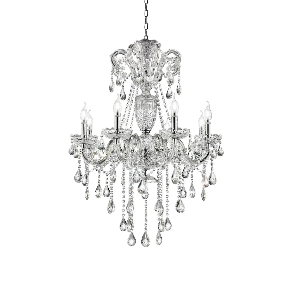 37" In Eilish Silver Crystal 8-Led Light Chandelier