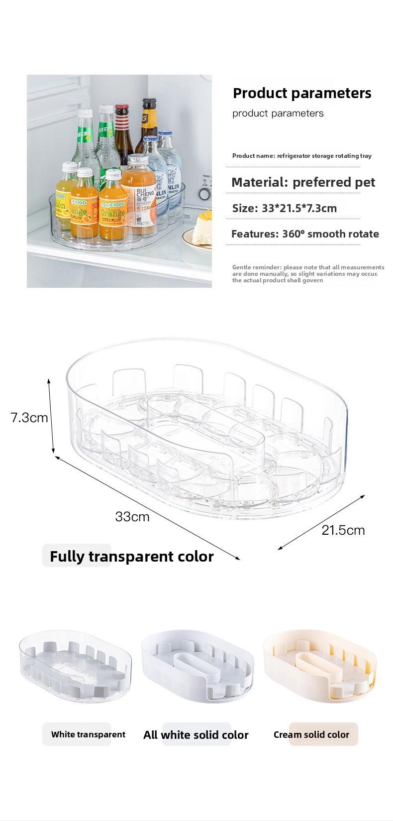 Kitchen Rotating Storage Rack for Drinks Multi - purpose Fridge Rotation Tray Detachable Washable Desktop Bottle Organizer