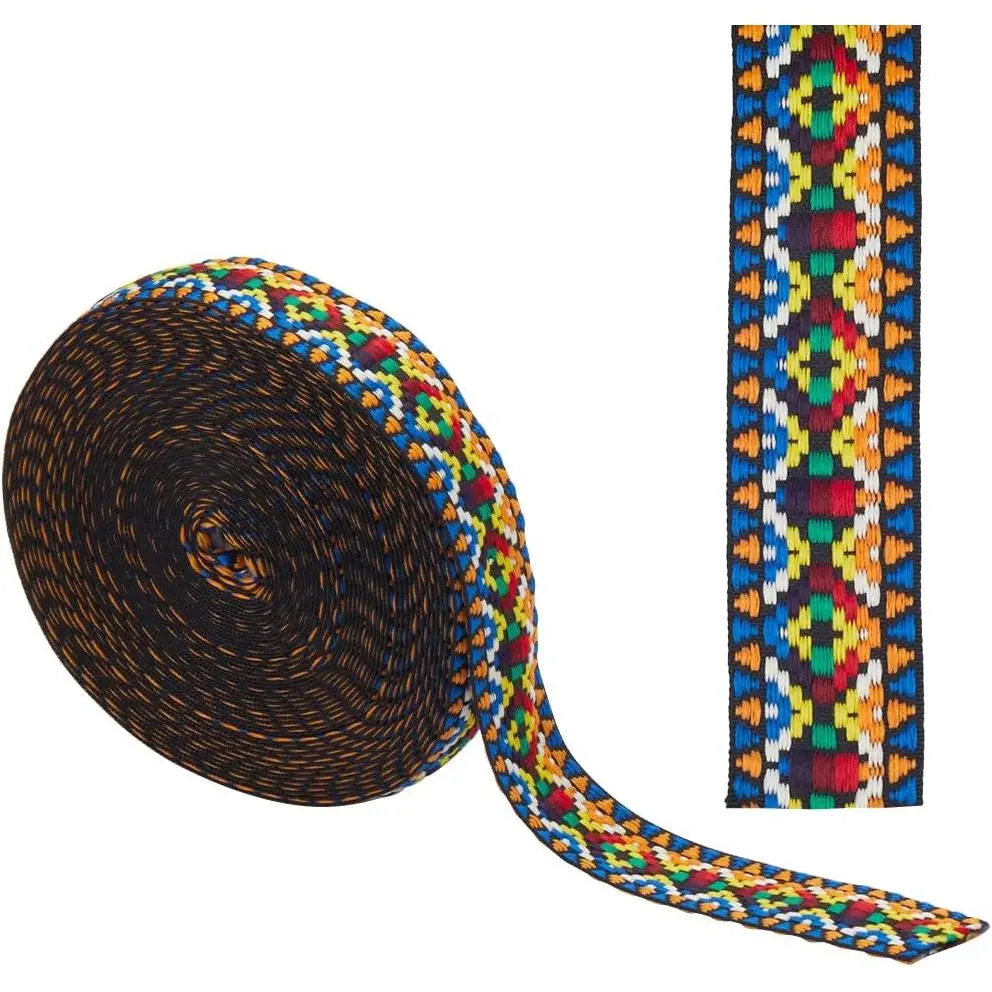 10 Yards Jacquard Ribbon Trim  Embroidered Ribbon Sewing Lace Woven Fabric Ribbon Garment Trim for Curtain  Wrapping Craft Sewing DIY Clothing Accessories, 9.14m