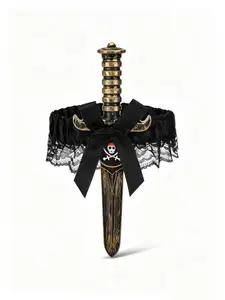 Halloween Bow Garter with Pirate Dagger Lace Bow Leg Ring Sword Leg Holster for Women Halloween Pirate Dress Up Props, Party Event Props, Cosplay Accessory for Funny Party, Birthday Gift, Party Favor, Party Supplies, Party Accessories