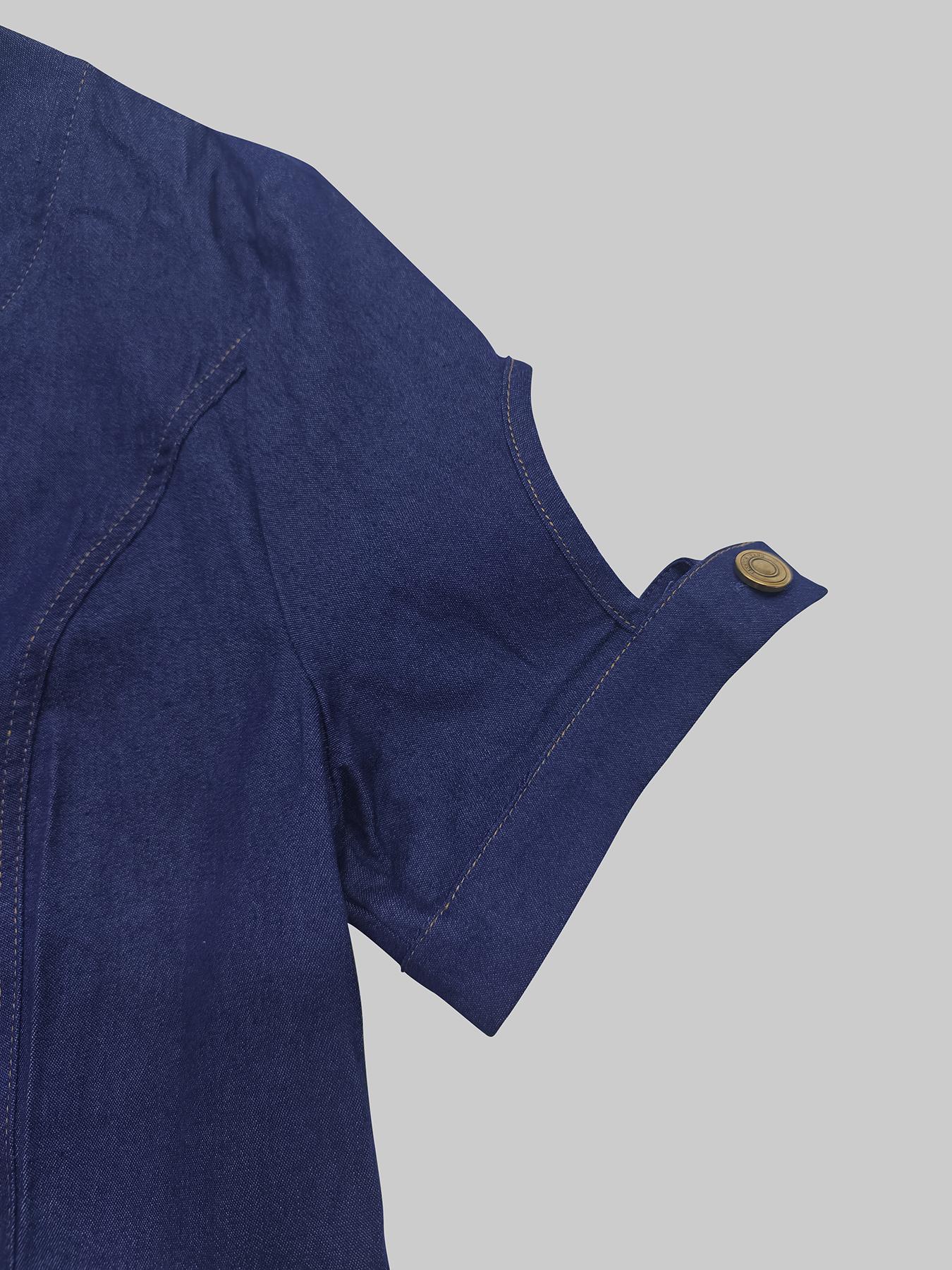 Women's Plain Short Sleeve Denim Dress, Lady Elegant Casual Basic Fashion Long Dress for Daily Outdoor Wear, Women's Dress for Summer, Womenswear