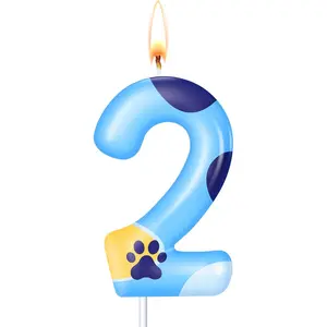 Blue Dog Paw Candles Birthday Cake Decorations Cake Cupcake Topper for Boy and Girl Birthday Decoration