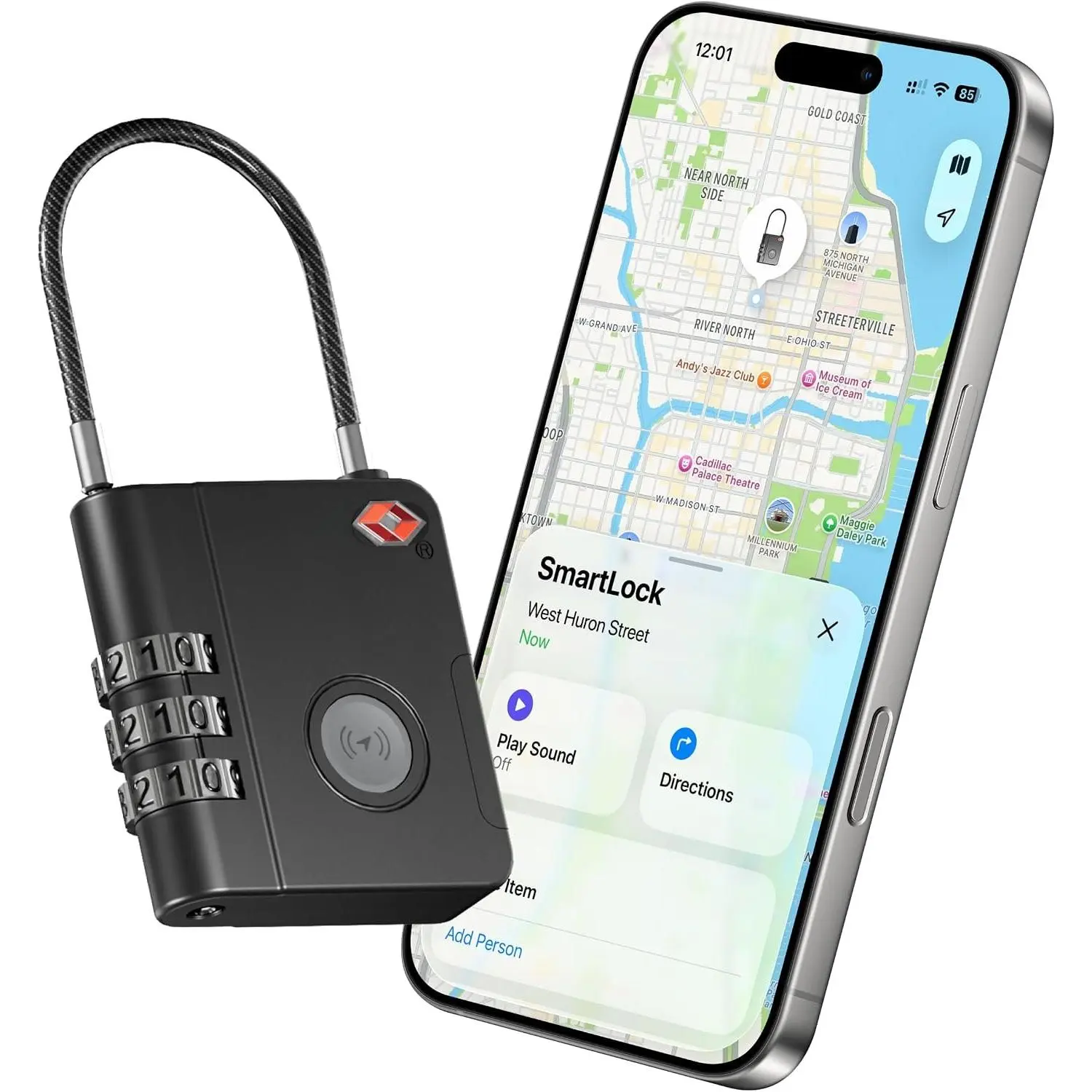Lock  Luggage Locks, TSA Locks for Luggage, GPS , Combination Lock Compatible with  Find My App,  Travel Essentials, Replaceable Non-Rechargeable  (1 Pack)