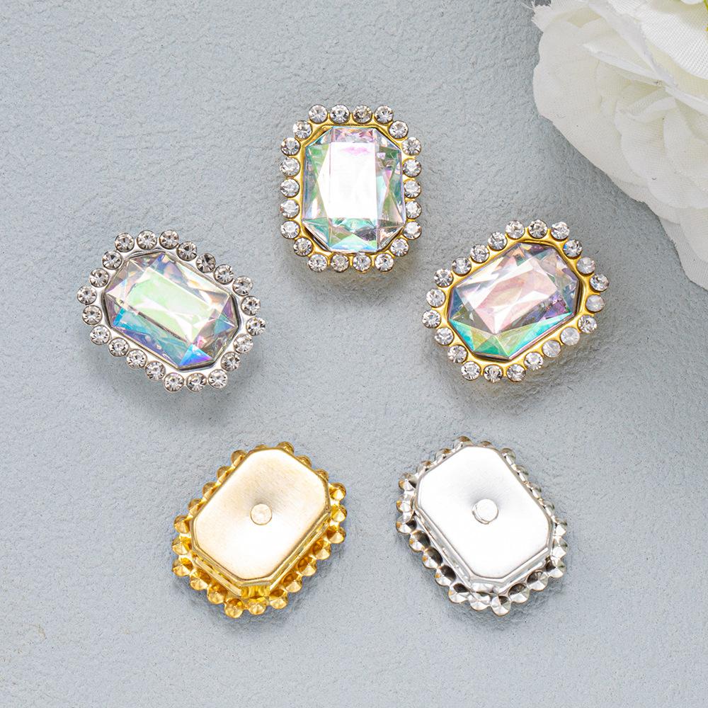 Adhesive DIY hand-sewn rectangular double-layer bow hardware for Crocs shoes and bags accessories