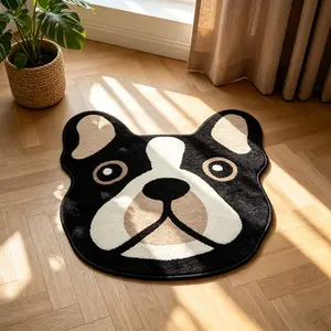 Style Dog Shape Rug, Cute Bulldog Head Mat, Soft Comfortable Home Decor, Ideal Living Room Bedroom Carpet, Perfect Gift for Young Adults