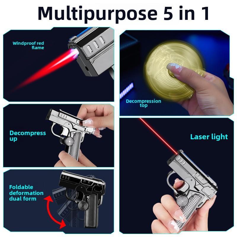 (Butane Gas Not included) Multi-Functional Folding Dual-Form Lighter, 2 In Refillable Spinner Lighter for BBQ,Camping, Kitchen outdoor