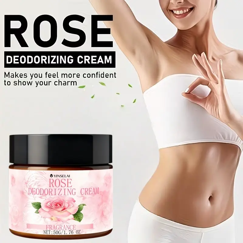 Rose Deodorant Cream for Body Odor – Rose Deodorizing Cream, Fresh Scent, Smooth Skin, All-Day Comfort 50g