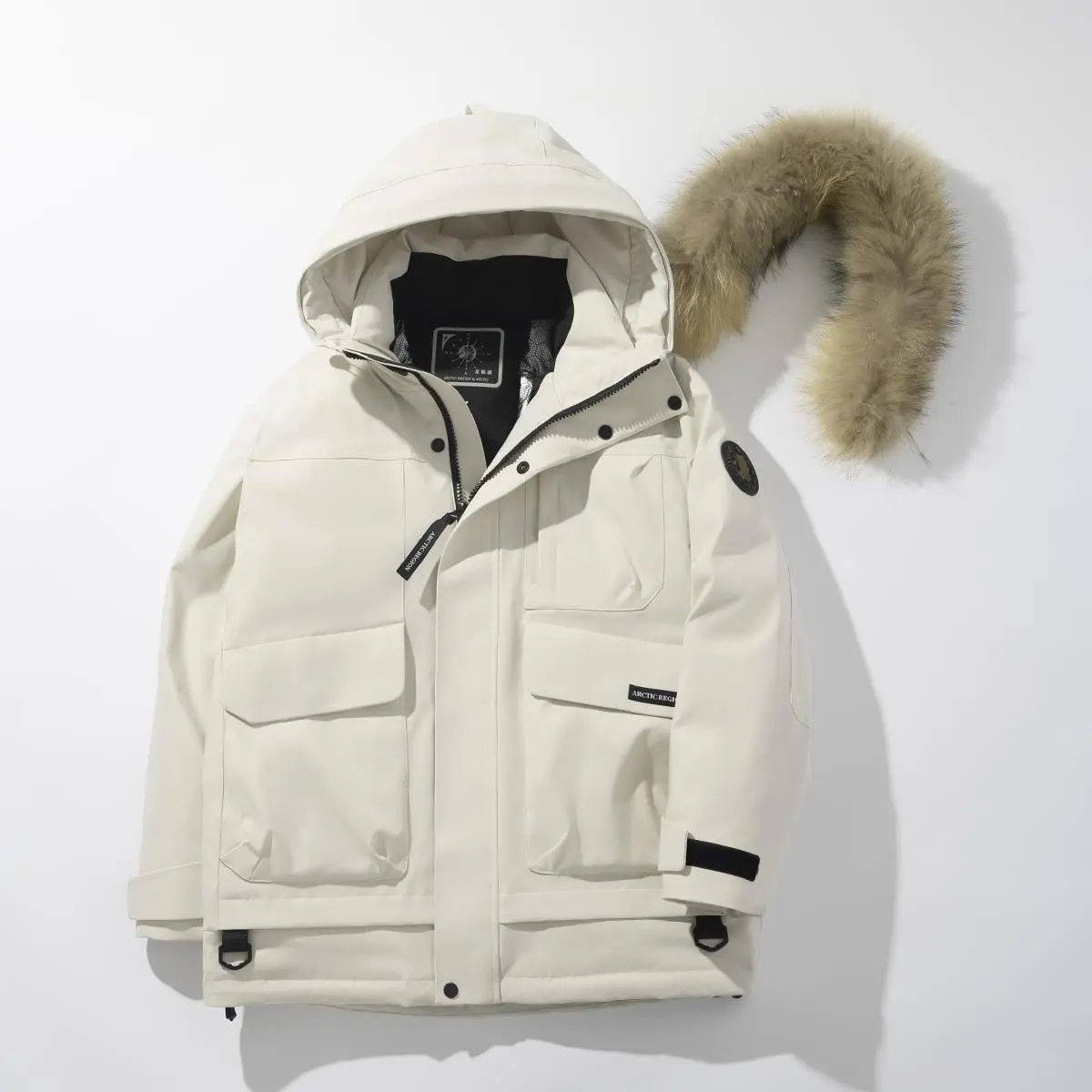 Unisex 90% White Goose Down Parka, 700+ Fill Power Hooded Winter Coat, Water-Resistant Graphene-Lined Thick Insulated Jacket for Men and Women