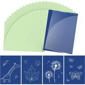 Cyanotype Kit with 30 Sheets Sun Print Paper & Acrylic Panel, Solar Printing Art Supplies for Nature Crafts, DIY Projects , Photography, Ideal for Arts Crafts, Gift