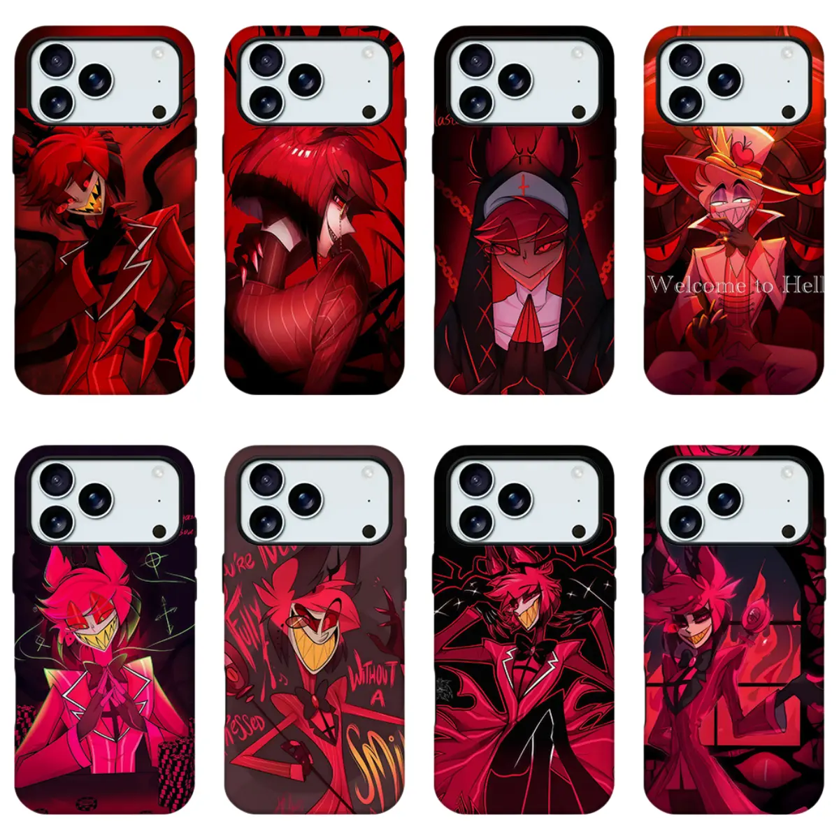 Hazbin Hotel Alastor Cartoon Graffiti Phone Case, Gothic Edgy Fan Merch Phone Shell, Red Dark Demon Anime Trendy Full Print Shockproof Protective Cover For iPhone12 13 14 15 16 17 pro max and Samsung S24-S26 series,Perfect gift