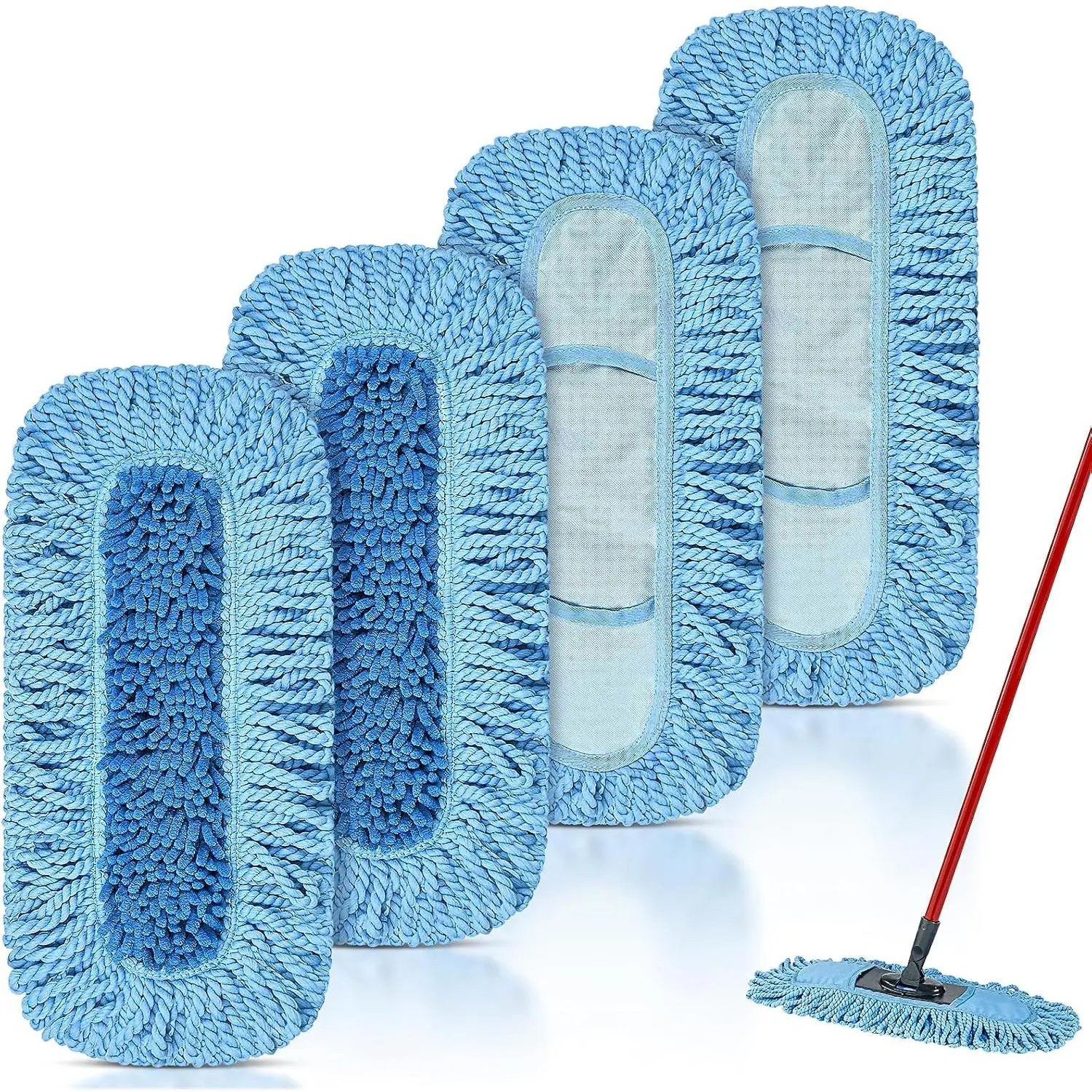 4 Pack Reusable Dust Mop Compatible with  Dual-Action Microfiber Sweeper Dust Mop