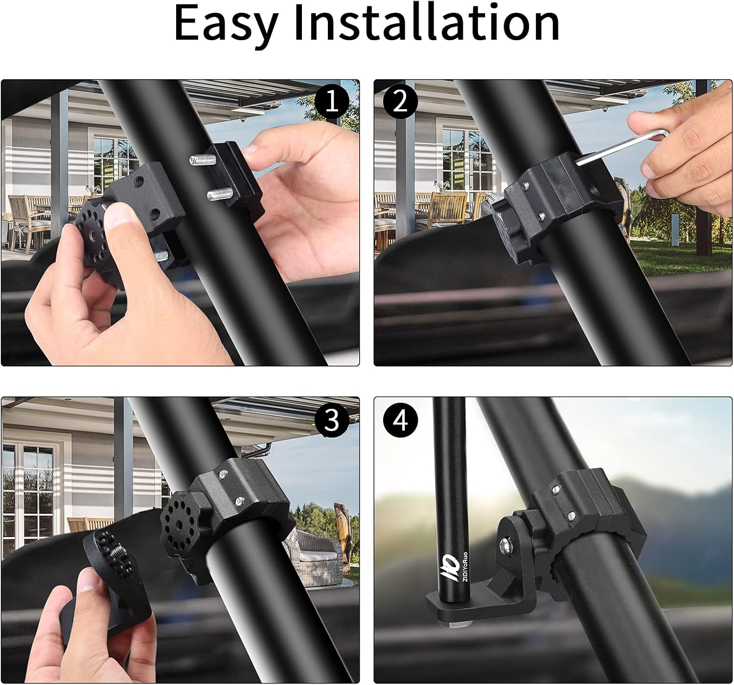 UTV Whip Light Mount & Light Bar Bracket - Heavy Duty 1.75"- 2" Roll Cage Clamp with 360 Rotation,  Flag/Off-Road Light Mount for Polaris RZR, Can Am,