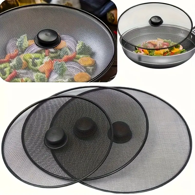 3-piece Splash Proof Cover - Heat-resistant Mesh Cover, Suitable for 8-12 Inch Pots, Prevents Splashing and Smoke, Keeps Food Fresh, Is An Ideal Choice for Healthy Cooking, A Must-have in The Kitchen | Durable Stainless Steel Mesh Cover