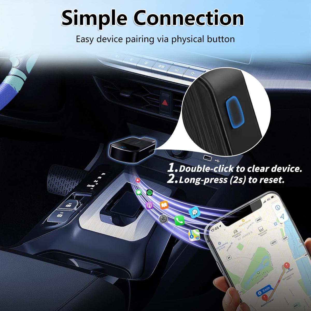 Wireless Apple CarPlay Adapter for both Apple and Android converts wired to wireless suitable for factory wired CarPlay cars from 2016+ Vehicle Auto Automotive Connectivity