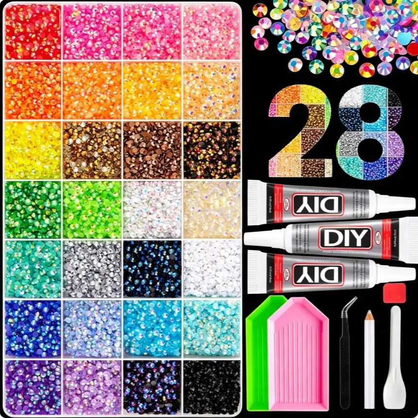 Shimmering Rainbow Color Rhinestones Set, Complete DIY Craft Kit with Tools, Perfect for Phone Cases, Shoes, Clothes, Christmas Gift