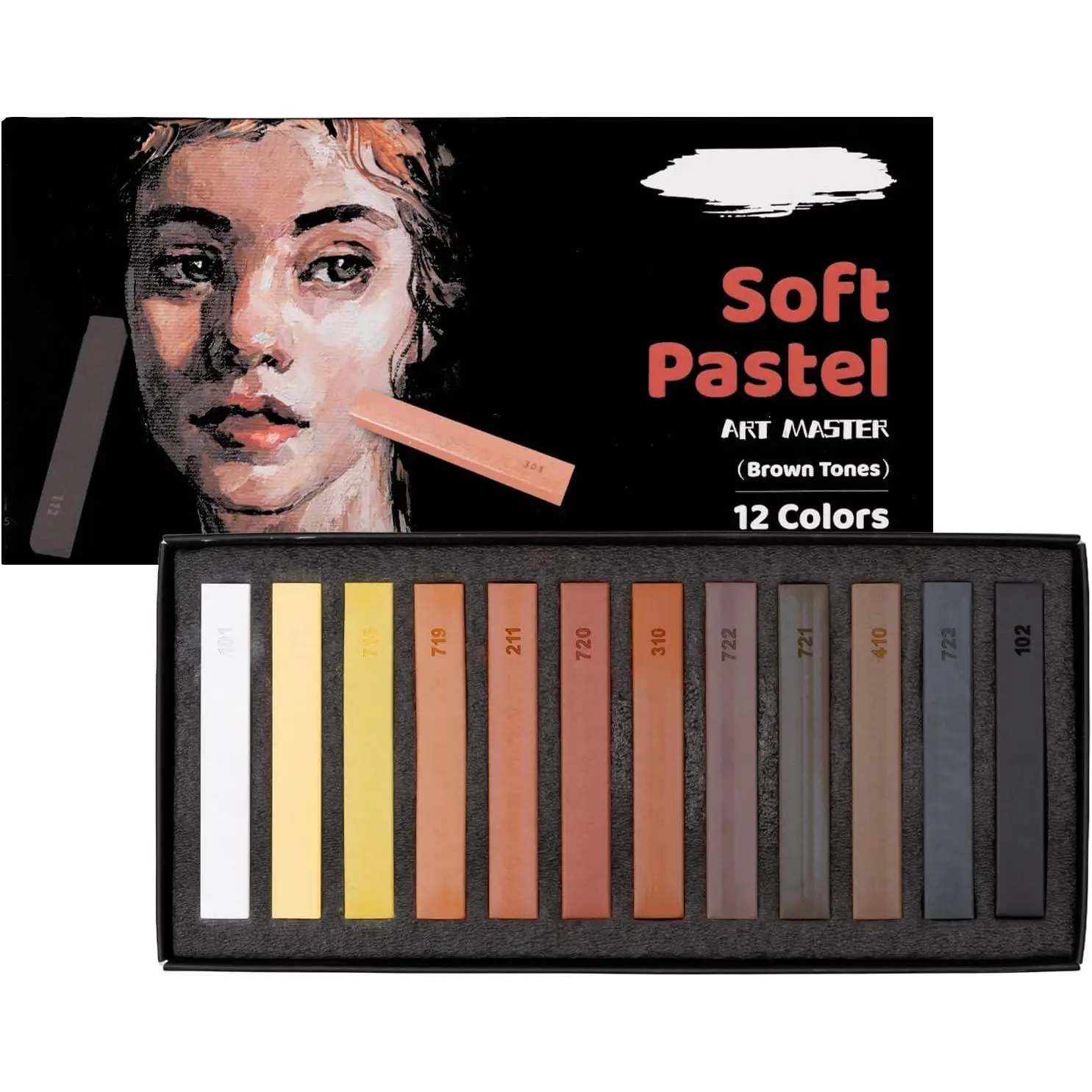 Soft Pastels Set Square Chalk Pastel Sticks Assorted Colors for Artists Students Beginners Drawing Coloring Sketching Shading Blending Layering 12 Colors-Brown Tones