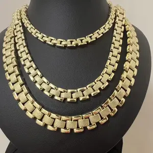 Customized Stainless Steel Gold Plated Classic Design Nugget Rollie Frame Necklace for Women Men Jewelry Cuban Link Chain Gold-Plated