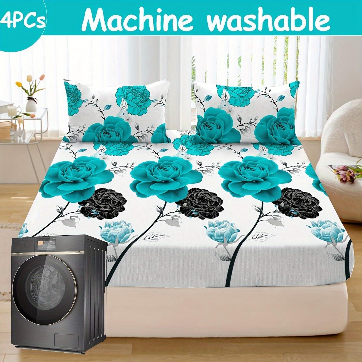 Floral Pattern Bedding Set, 1 Count Bedspread & 1 Count Fitted Sheet & Pillowcase without Filler, Soft Comfortable Bedding Set for Home Bedroom, Comfy Bed Sets, Bed Sheets Set