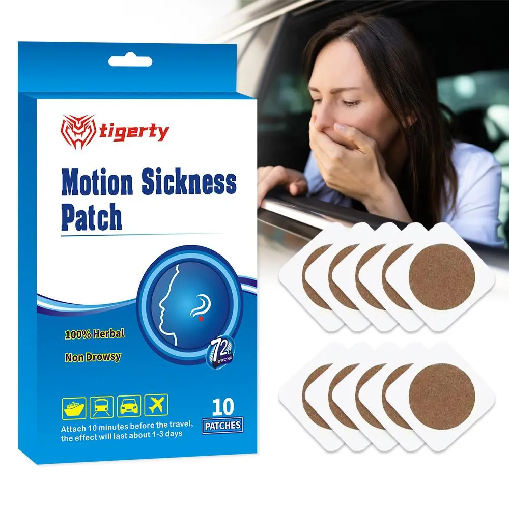 Motion Sickness Patch, Non Drowsy SeaSickness paste Behind Ear Ship Travel, Waterproof Car Sick Stickers for Car, Train, Plane, Travel Anti Nausea Non-Drowsy, Calming Kids Adults Safe, 72Hrs Long Lasting Plasters Self adhesive Cruise Essential Pad!