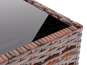 Amopatio Greenish Spring 4 Pieces Patio Furniture Set with Glass Table, Modern Outdoor Swivel Rattan Wicker Bistro Conversation Set, Comfy Chairs for Family Party Backyard Garden Porch