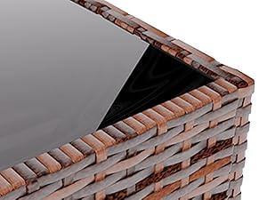 Amopatio Patio Furniture Set 4 Pieces w Glass Table, Small Outdoor Rattan Wicker Conversation Set for Family Party,Backyard,Garden,Beck,Porch