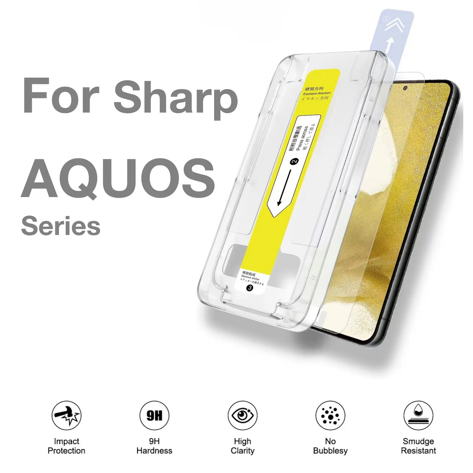Sharp Aquos R10 R9 R8 R7 Wish 2 3 4 5 Sense 10 9 8 7 6 5g Screen Protector, Tempered Glass, Easy Install, Auto-Dust Removal