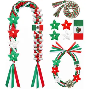 2026 Graduation Money Leis with Honor Cord Class of 2026 Graduation Ribbon Money Leis Double Braided Handmade Necklace Kit for for High School College Grad Party Supplies