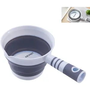 Water Dipper,Folding Bath Ladle，Plastic Water Scoop for Travel, Tabo, Used In Kitchen, Garden, Bathroom(Grey)